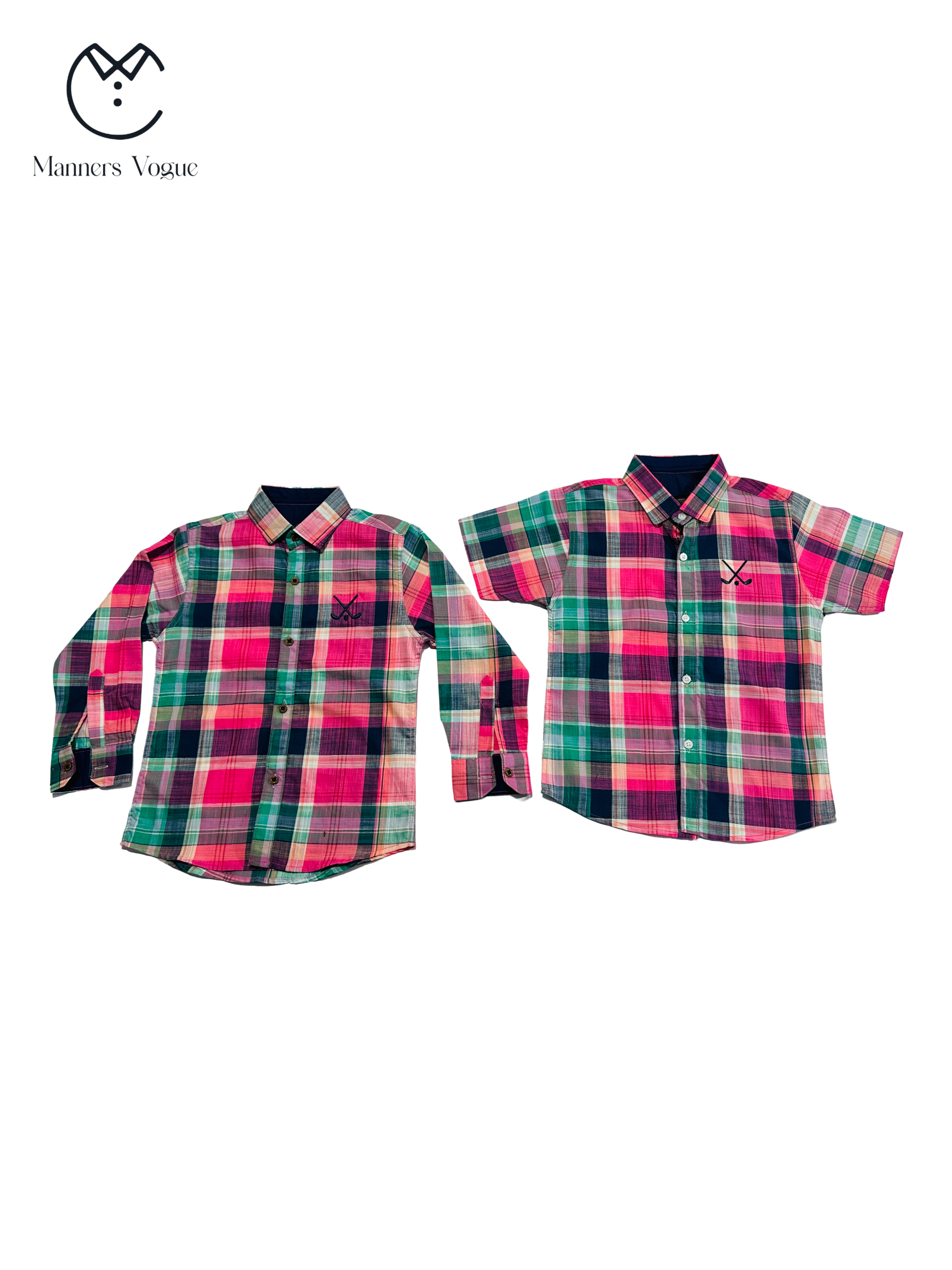 Plaid Shirt Combo Deal - Long & Short Sleeve Set